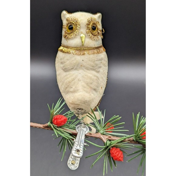 Vintage Wolin Japan Clip On White & Gold Owl/Bird Ornament, Christmas MCM - Picture 2 of 6